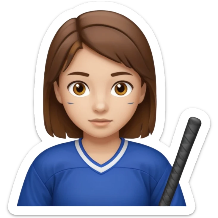 ragazza che gioca a hockey con occhi marroni e capelli castani sull età di 11/12 anni sticker
