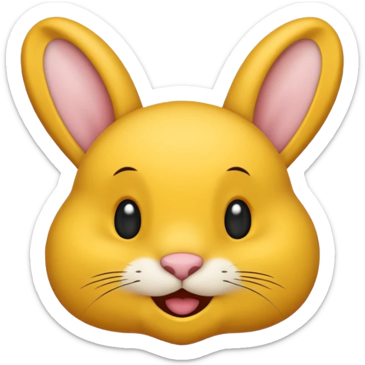 emoji d'une tête de lapin jaune et noire qui dit bonjour sticker