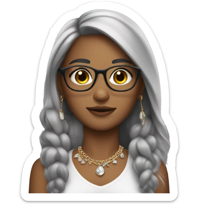 girl with jewelry add hoop earrings make skin a bit lighter and hair gray add glasses  sticker