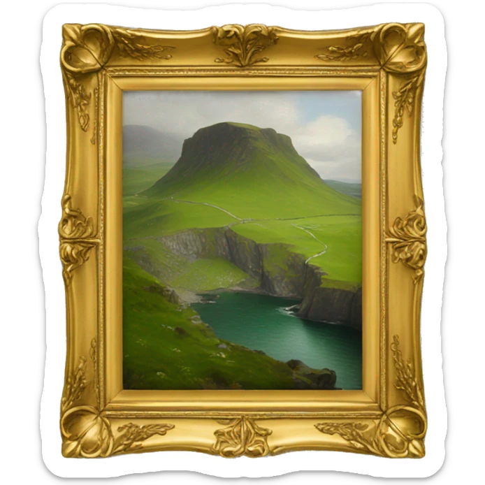 a painting of Ireland in a gold frame  sticker