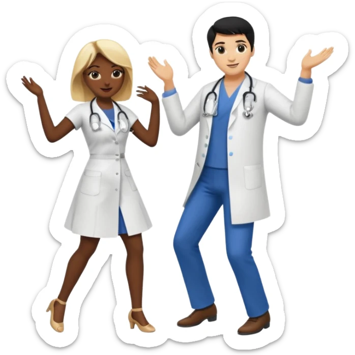couple dancing full body a doctor black hair  woman blonde sticker