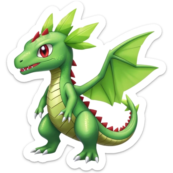 Shiny Cool Sparkly Cute Flygon-Tyranitar-Fakemon-hybrid-fusion with a scarf full body sticker