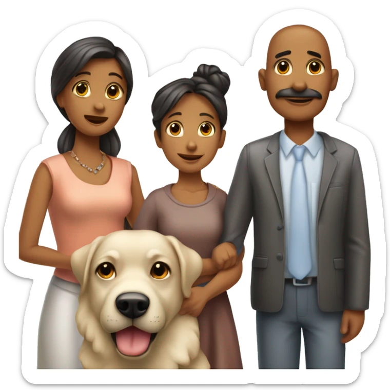 Familia mama papa niño de 13 años 2 niñas de 9 años 1 perro sticker