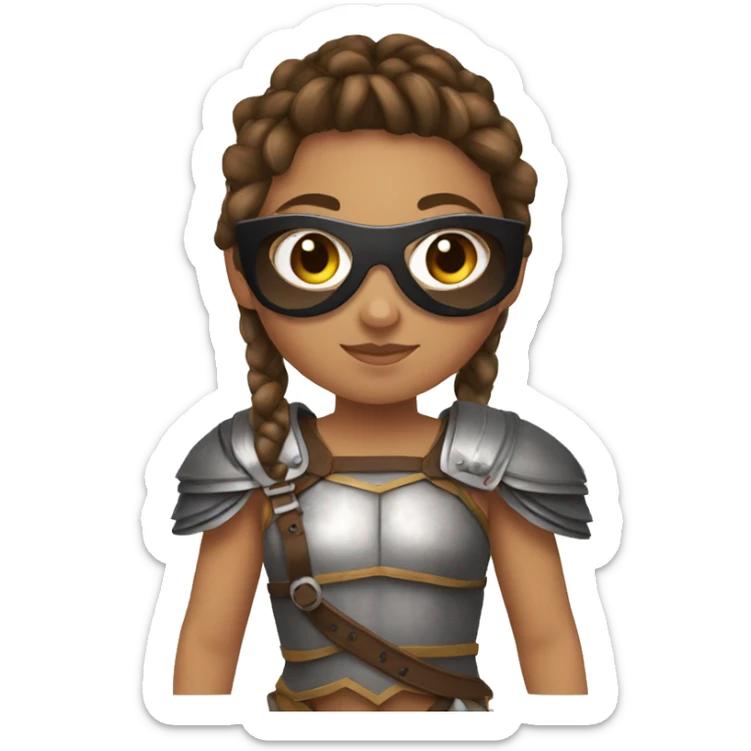 Girl gladiator with French braids, brown hair and sunglasses sticker