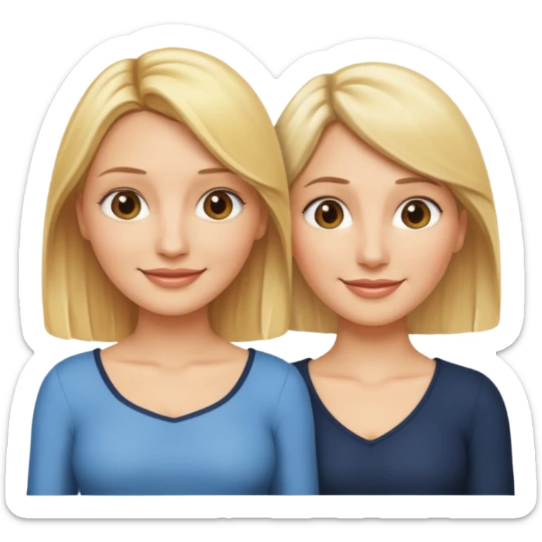 i want an emoji with 2 longue hair blonde girls like the movie "the holiday" They are not touching each other. One is Cameron Diaz, the tother Kate Winslet. They are same height. sticker