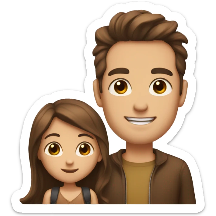 A girl with brown hair and a guy with brown hair kissing sticker