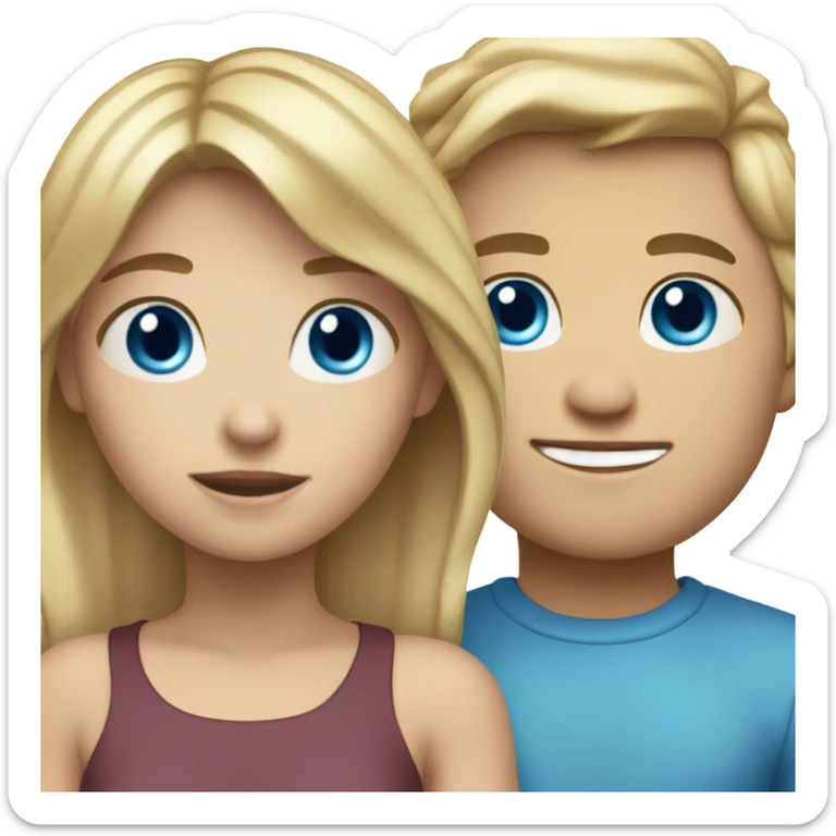 blonde blue eyed girl and brunette boyfriend sticker
