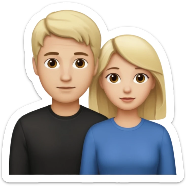 couple male blonde hair female dark brown hair sticker