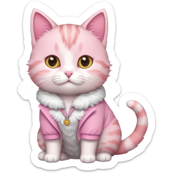 full body of baby American Wirehair pink cat  sticker