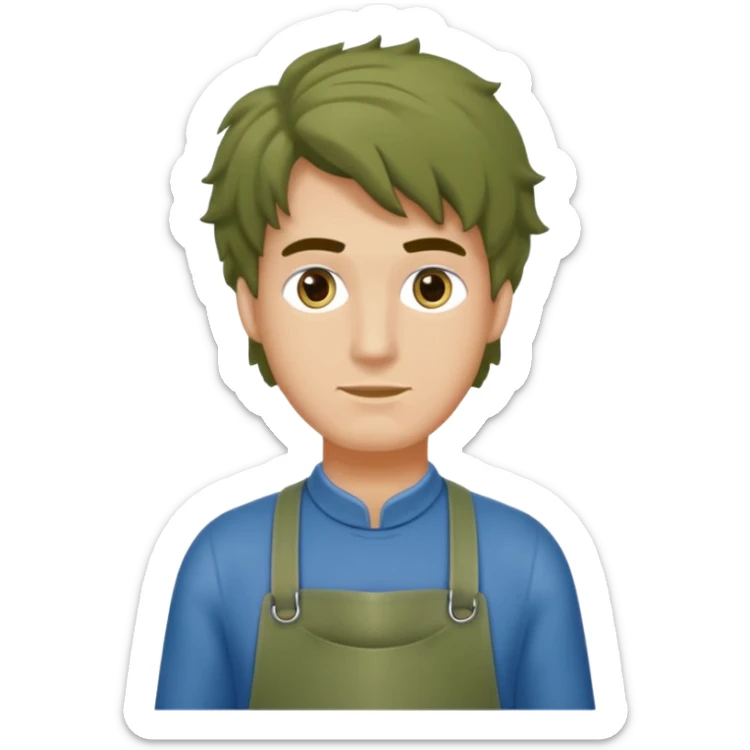 un professeur  homme métisse au cheveux mi long bouclés avec des yeux bleus d'arts plastiques  sticker