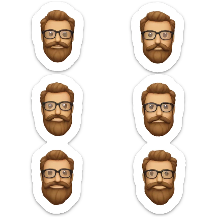 crar emojis de un hombre moreno de barba con lentes grandes y barba completa y bigote sticker