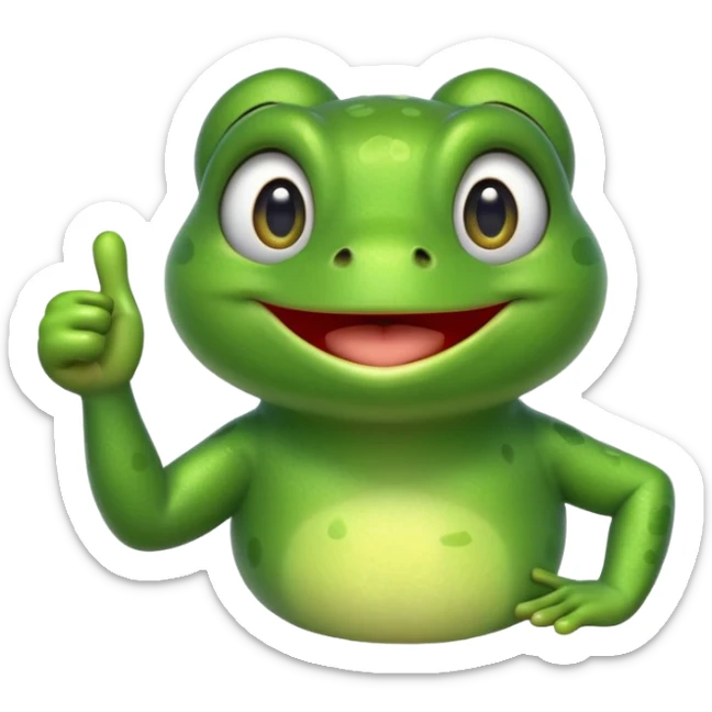 Can you create an animated emoji gif of a cute frog giving a thumbs up for agreement sticker