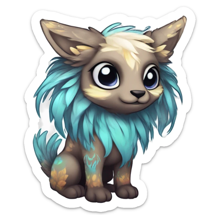 cute Kawaii edgy ethereal shy epic fantasy animal fursona Fionbri creature by griffsnuff & LiLaiRa & Falvie with exotic colors full body sticker
