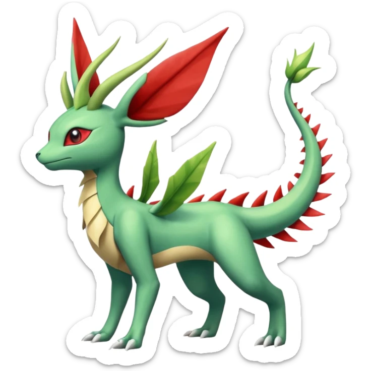 Leafeon-Flygon-Sceptile-Salamence-Latias-creature-Fakémon-fusion (full body) sticker