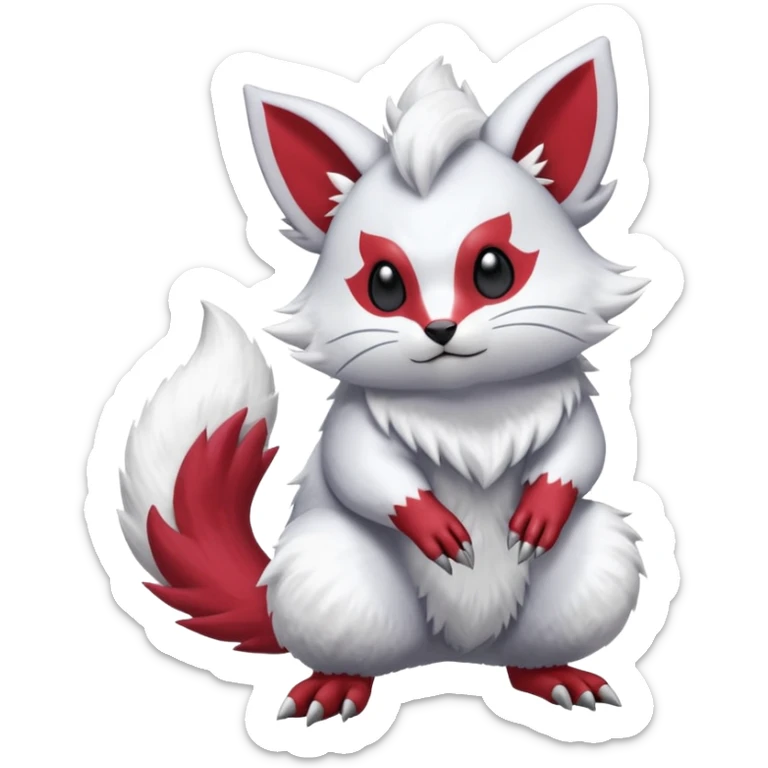  flurry fuzzy Absol-Furret-Zangoose-Chinchilla-fusion-animal-Fakémon-hybrid-creature  sticker