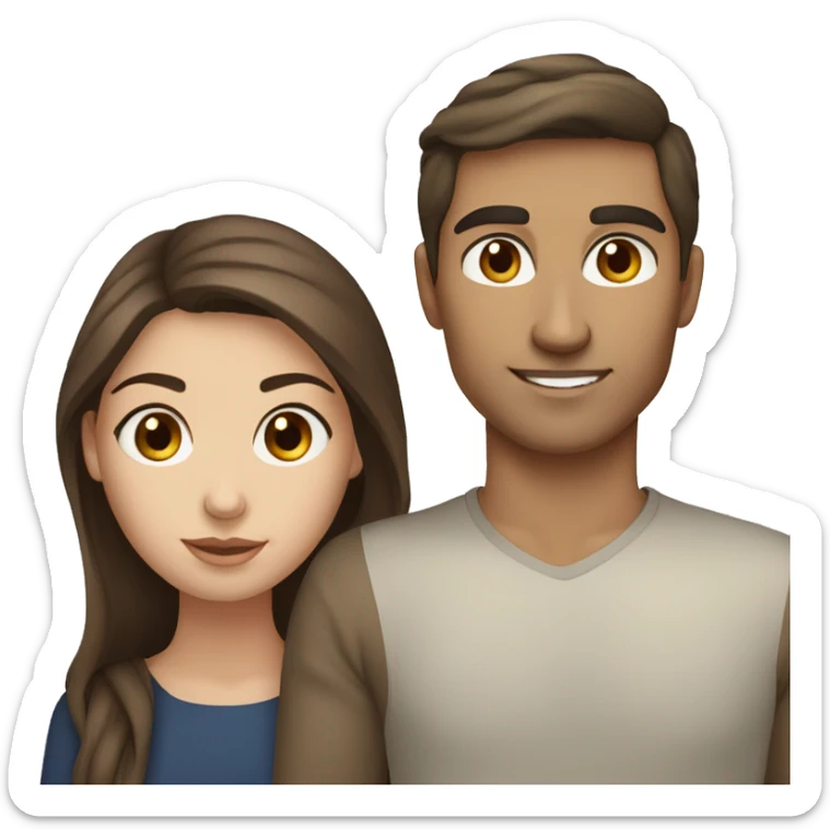 Brown hair brown eyed olive skin woman and brown hair blue eyes pale skin man sticker