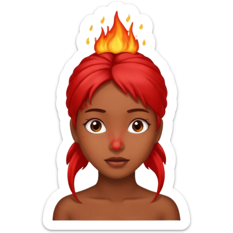 beautiful brown skin girl with red inflammed itchy scalp sticker