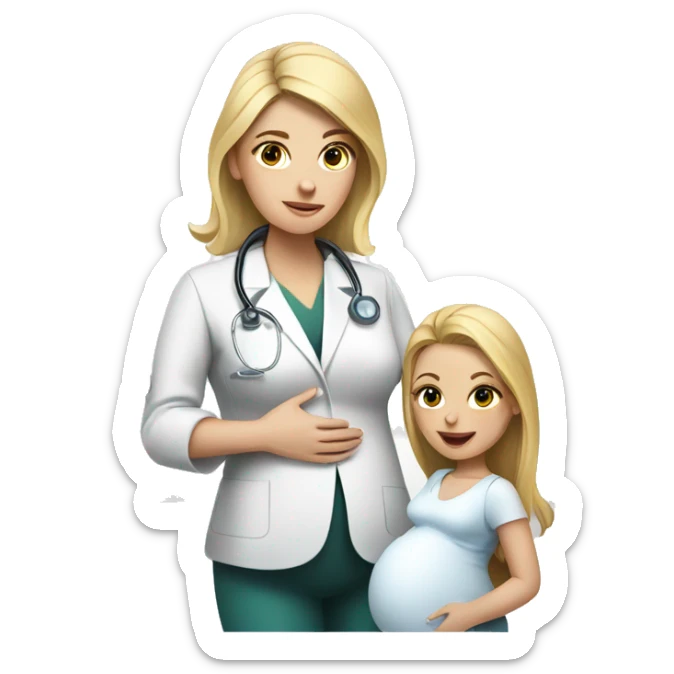 blonde doctor doing ultrasound on pregnant woman sticker