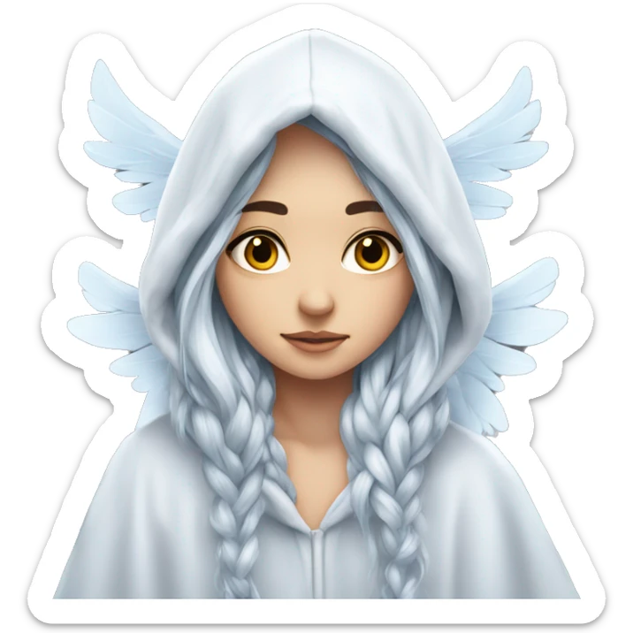 big wings, hood, silver, icy ,snowflake, Beautiful, fairy, long hair sticker