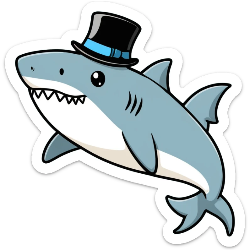 Shark with a top hat sticker