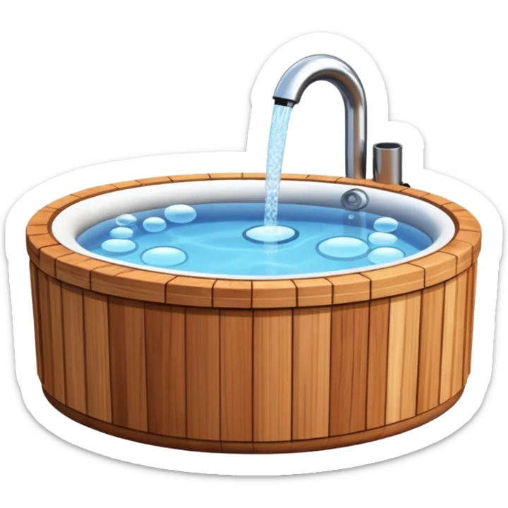outdoor hot tub made of wood sticker
