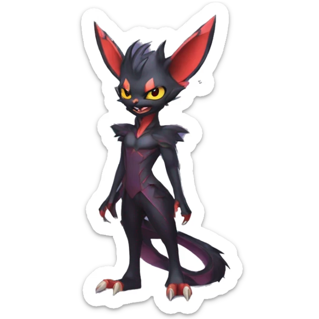  Kawaii Edgy Cool Vampiric Demonic Beautiful Noivern-Nargacuga-Litten with big Bat Ears full body sticker