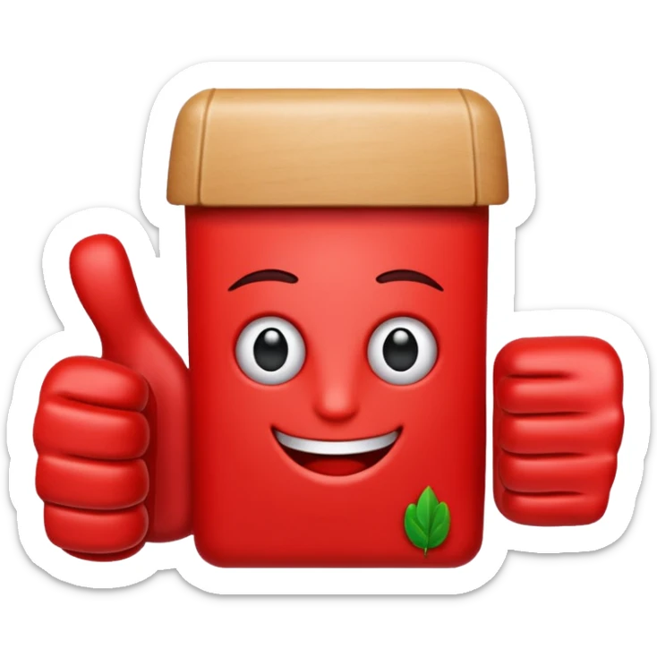 crea un dedo de like en color rojo al centro debe ir la frase caja cusco sticker