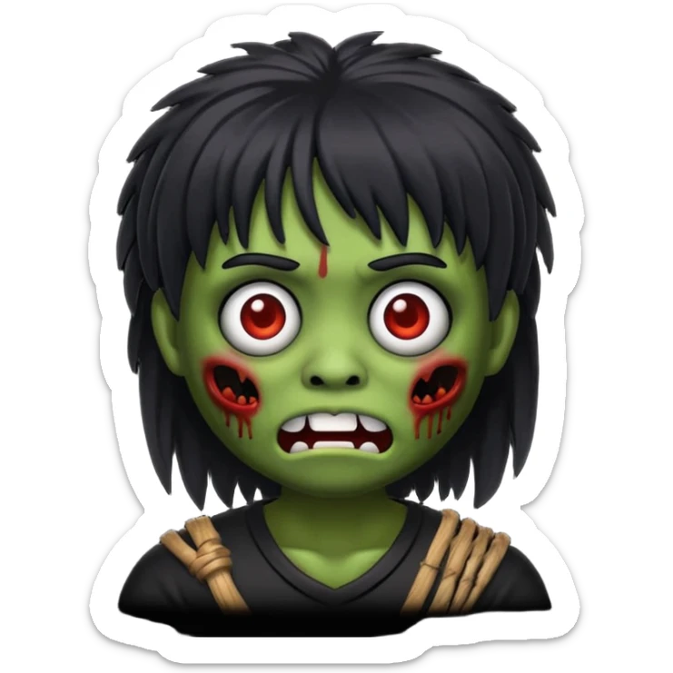 faz um memoji de zoombi igual a mim sou asiatico cabelo preto tipo franja  sticker