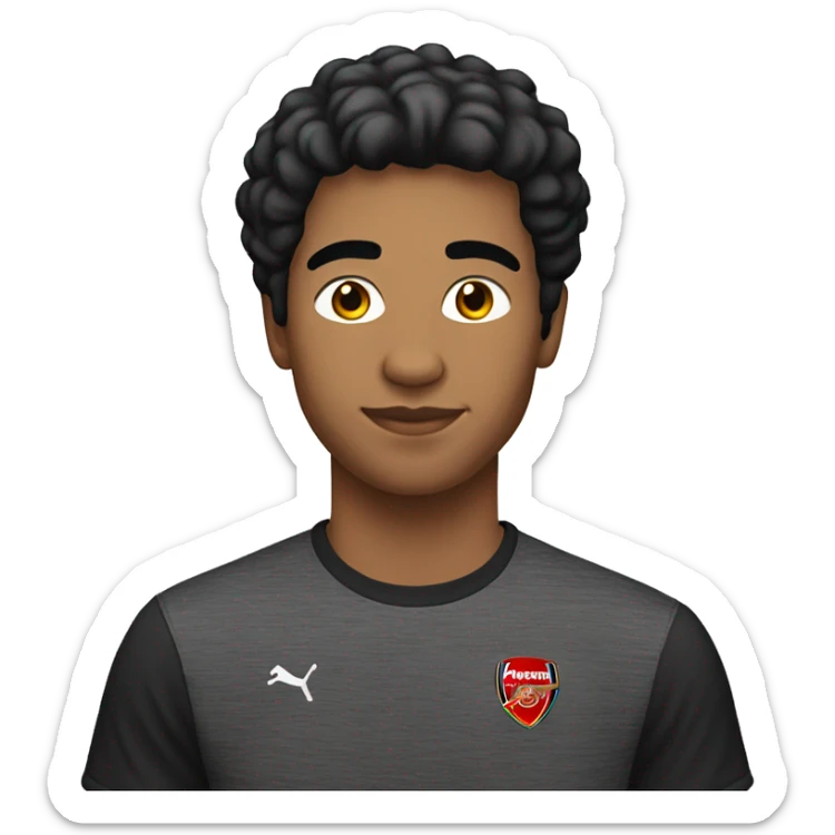 22 years old male with black hair and arsenal t-shirt  sticker