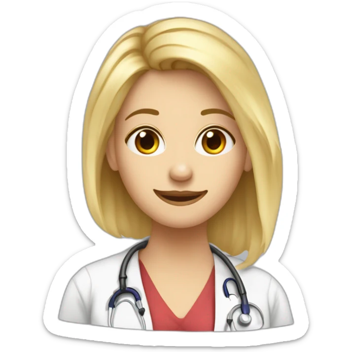 Dessine moi une image humoristique d'un docteur femme blonde aux cheveux court sticker