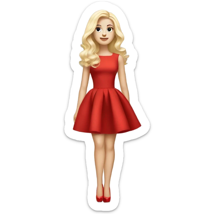 white blonde woman in red dress and high heels long hair Louboutin heels sticker