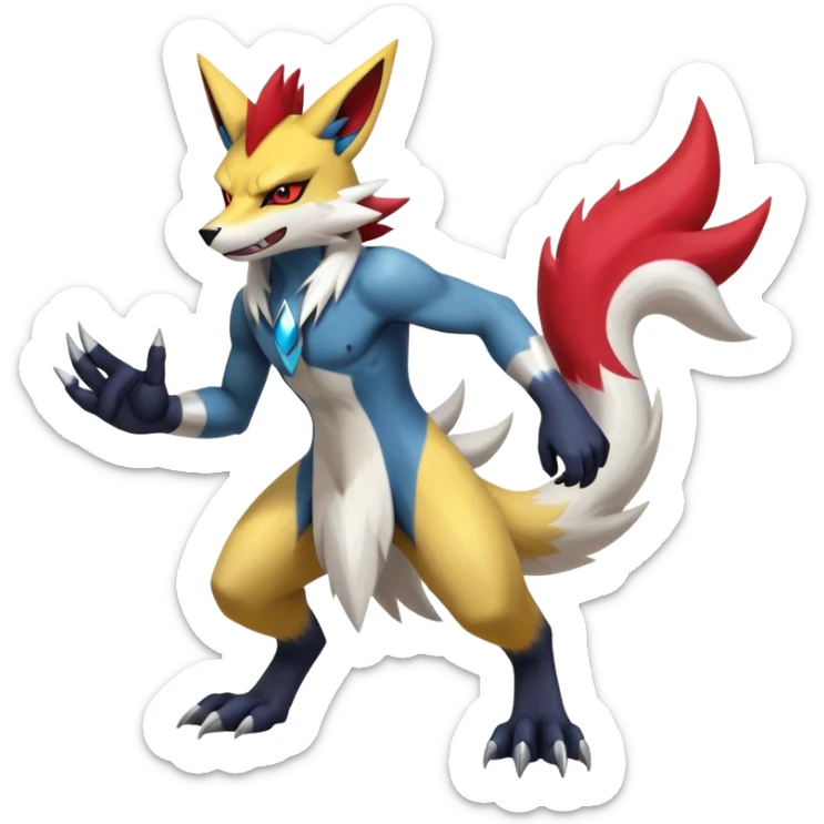 Shiny Epic Handsome Badass Zoroark-Zangoose-Lucario-Renamon-Zeraora-hybrid (Full body) sticker