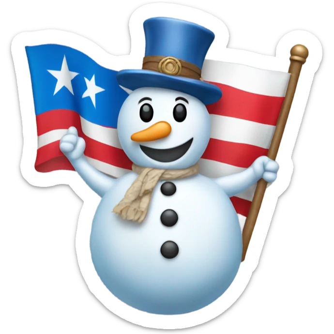 Frosty the Snowman holding the flag of Puerto Rico sticker