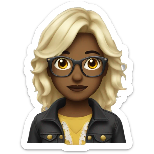 Blonde cowboy glasses and dark hair alternative girl   sticker