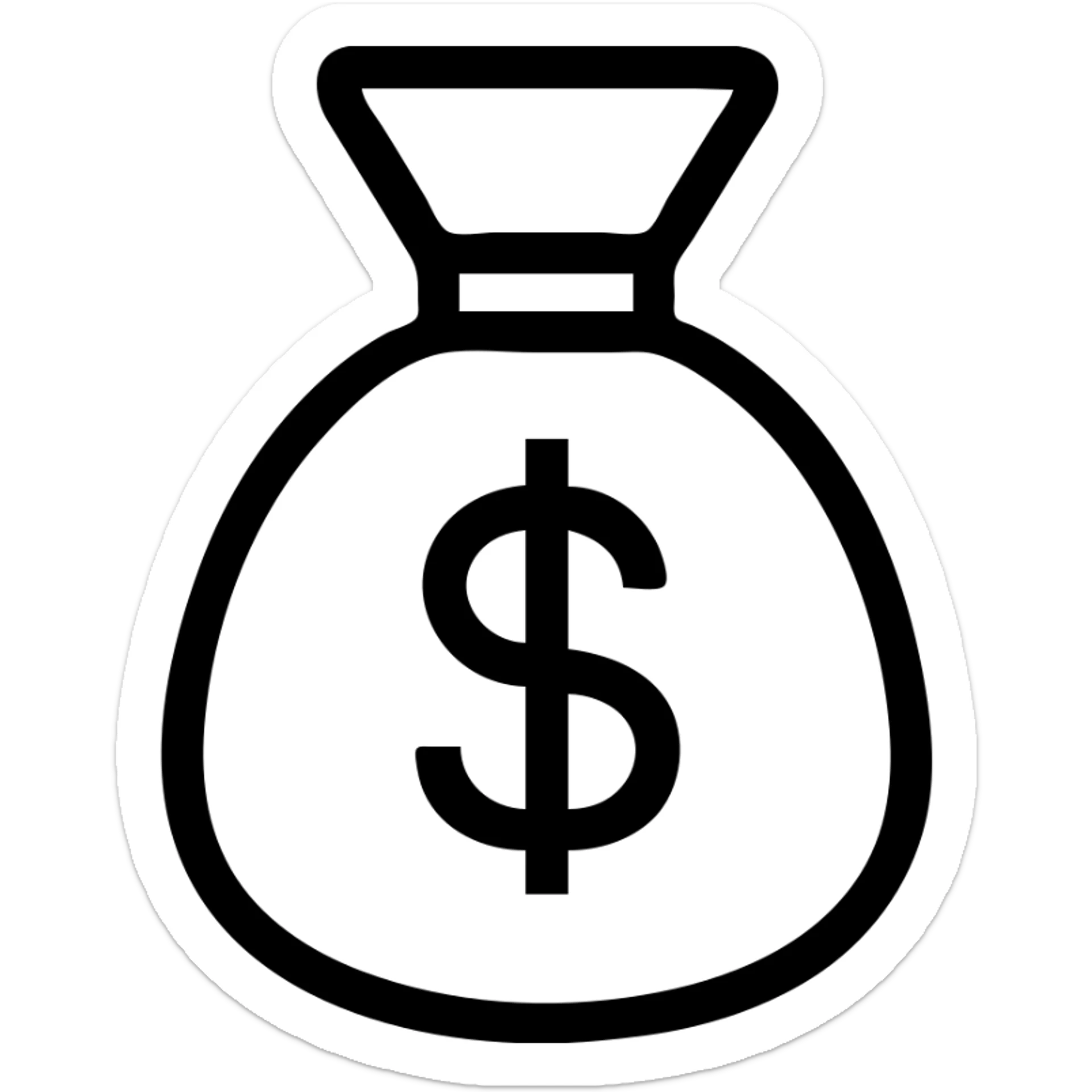 money bag icon, simple and bold, clear outline, minimal details, suitable for app icon sticker