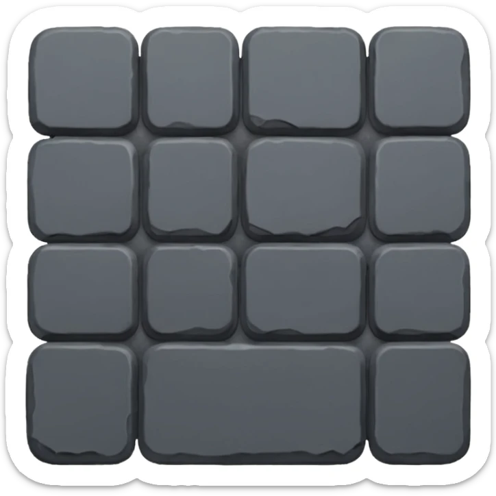 Emoji-style icon of a dark gray Roman sanpietrino cobblestone, minimal, rounded, cute, and readable at small size. sticker