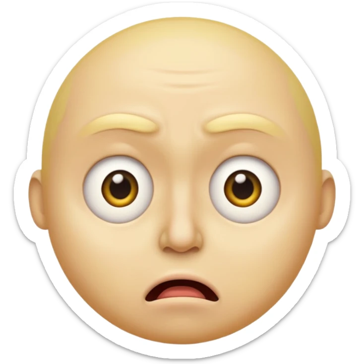 Can you make a shocked face that kinda looks disgusted  make it one of the yellow ones that are circular like this 😞 so no nose no plush no eyebrows no chin cartoony and not realistic sticker