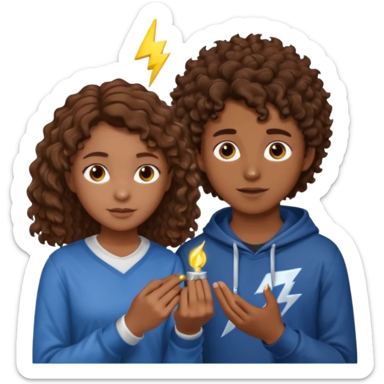 a 15 year old girl with brown curly hair but she has lightnings in it with a brown haired boy who gave her a promise ring sticker