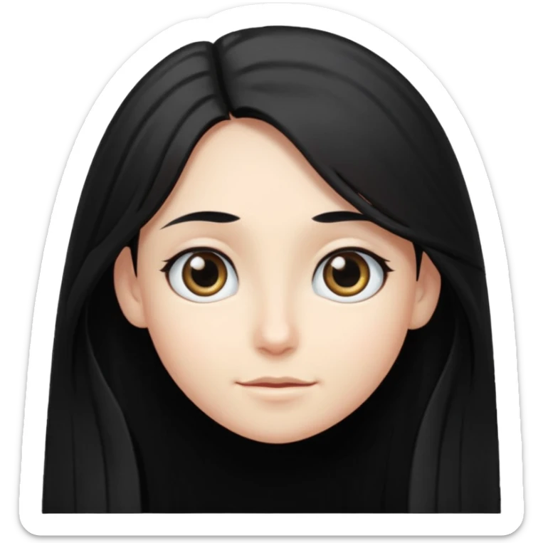 person with long black hair and big but turned to the side  sticker