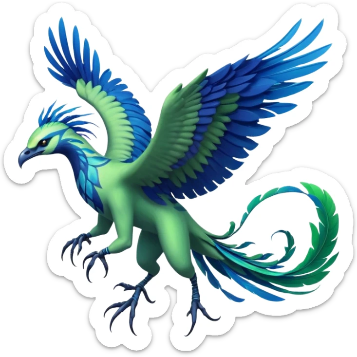 Ikran mountain banshee from Avatar The Way of Water, detailed, vibrant, flying creature, blue and green colors, dynamic pose sticker