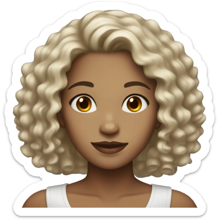 Light brown eyes female with black curly hair and light skin tone sticker