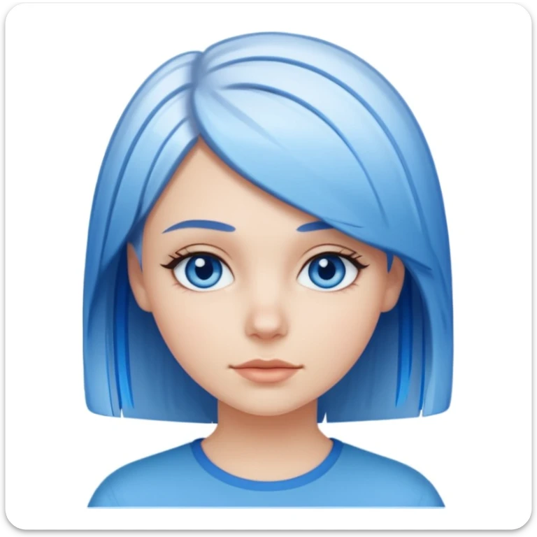 White Girl with straight short layered hair with blue streaks, blue eyes sticker