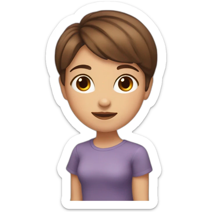 girl with brown hair, short hair and brown eyes sticker