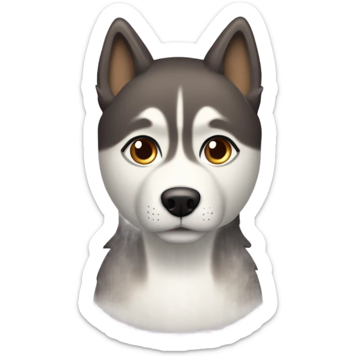 HUSKY roux au yeux marron clair avec a coter de lui une fille au cheveux noir yeux marron clair et au teint bronzer  sticker