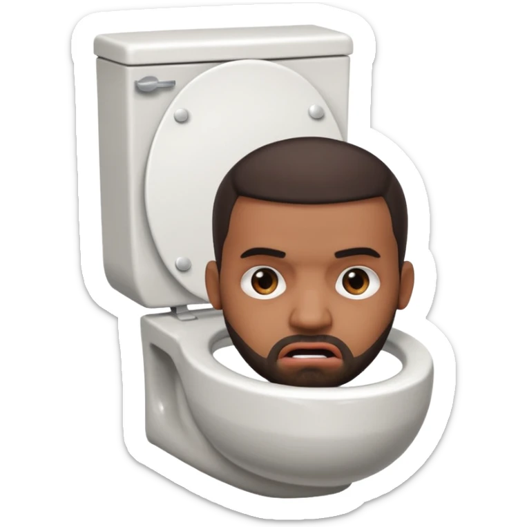 The famous musical artist, drake, drake’s head is putting on an exaggerated angry expression and appears popping his head out of a toilet. sticker