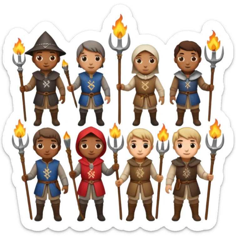 les villageois qui certains ont des fourches d'autres des torches sapé en moyen age sticker