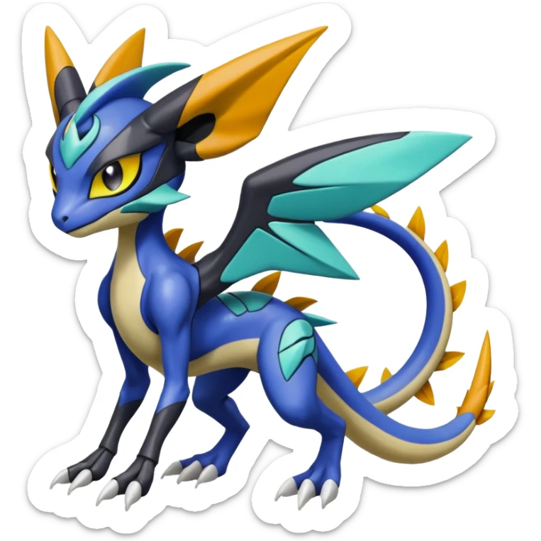 Meloetta-Greymon-Inteleon-Greninja-Pokémon-Digimon-Fakémon-fusion-hybrid-creature sticker