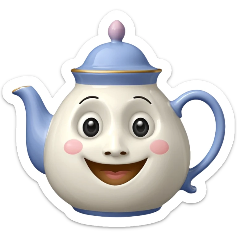 A character from the fairy tale Beauty and the Beast: Mrs. Potts, the lady who was turned into a teapot and retains the teapot's original form. sticker