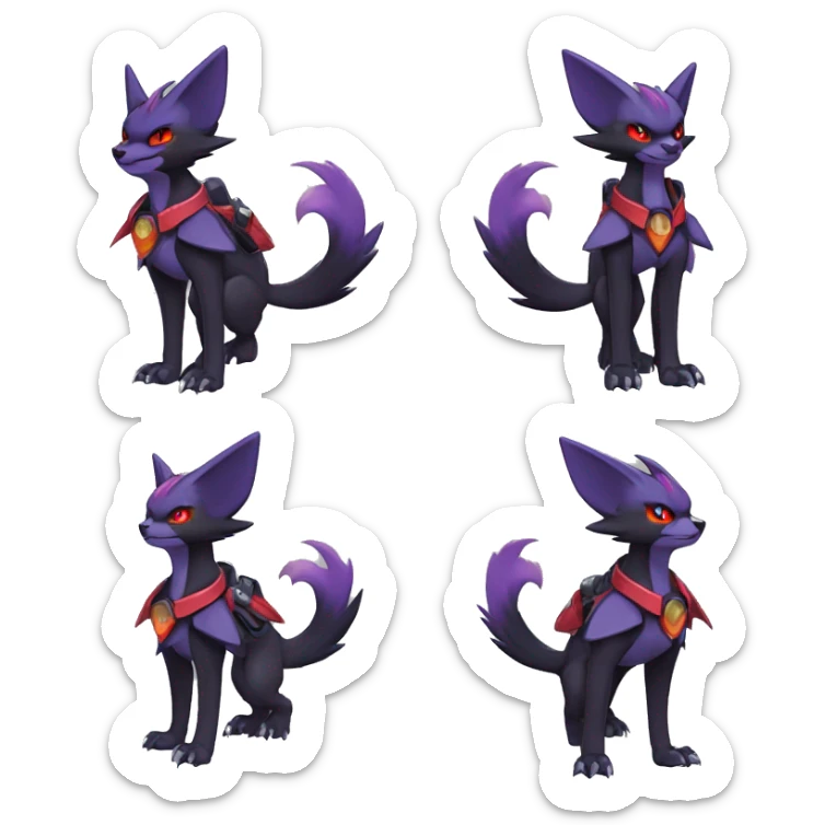  Black Red Purple Kawaii Cool Anime Nargacuga-Noivern-Noibat-Litten-Zorua-Zoroark-Fakemon-fusion harness collar full body  sticker