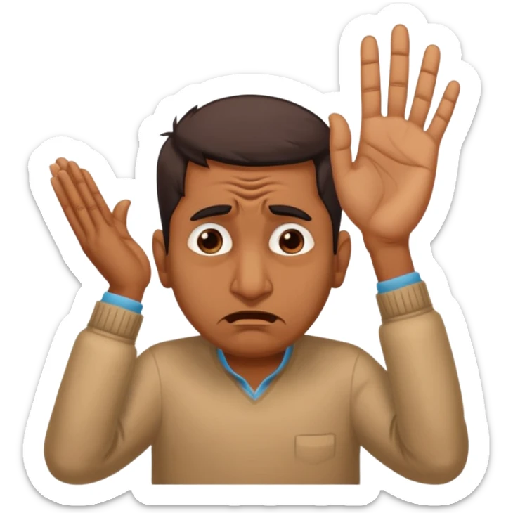 A caricature-style sticker of an Indian man facepalming with frustration but still looking humorous. Add text: ‘Seriously??’ sticker